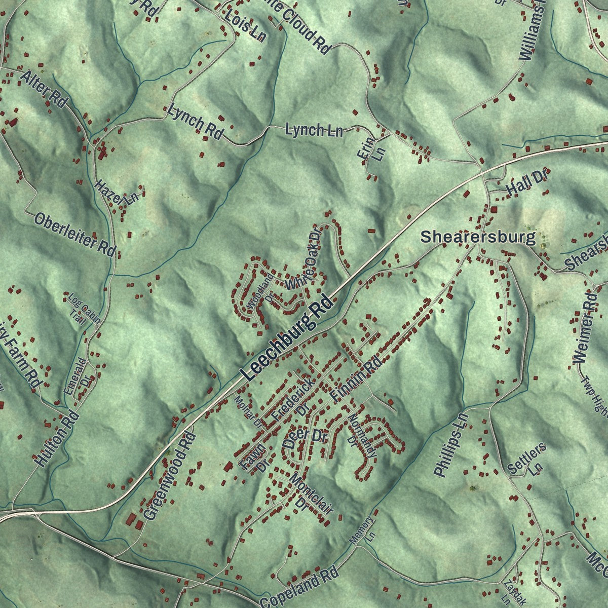 Close-up of the map of Allegheny, Westmoreland County, Pennsylvania print showing street and building detail