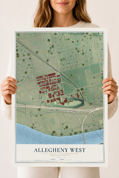 Map of Allegheny West, Pennsylvania, 18 x 24 inch unframed archival matte print