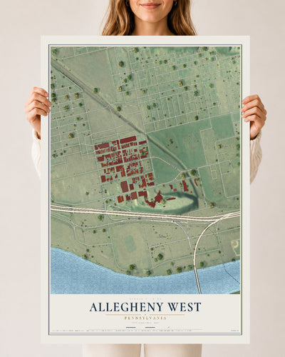 Map of Allegheny West, Pennsylvania, 24 x 36 inch unframed archival matte print
