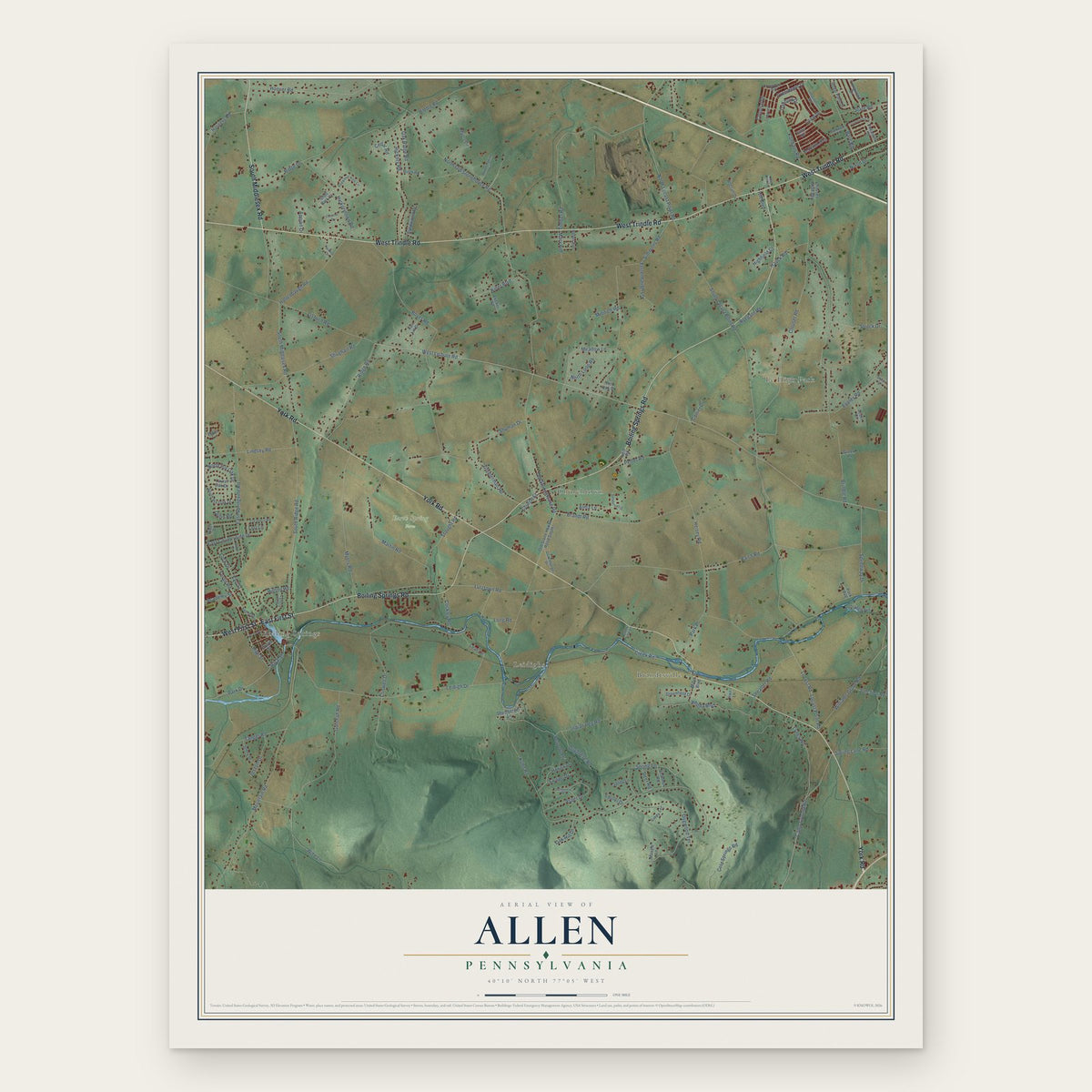 Allen, Cumberland County, Pennsylvania map print, the full design