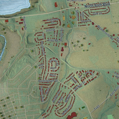 Close-up of the map of Allen, Pennsylvania print showing street and building detail