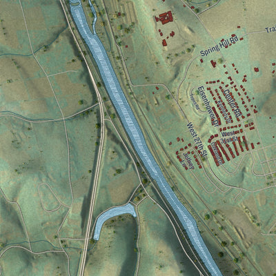Second close-up of the map of Allen, Pennsylvania print showing more streets and buildings