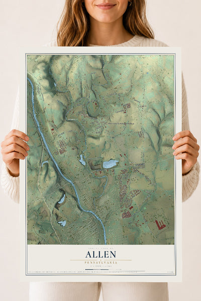 Map of Allen, Pennsylvania, 18 x 24 inch unframed archival matte print