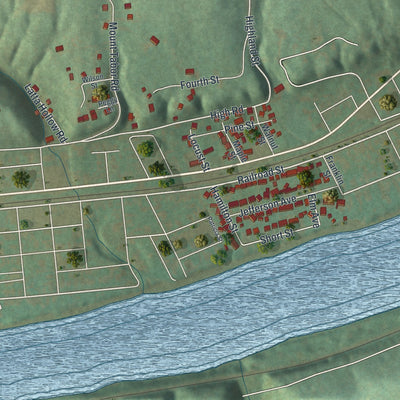 Close-up of the map of Allenport, Pennsylvania print showing street and building detail