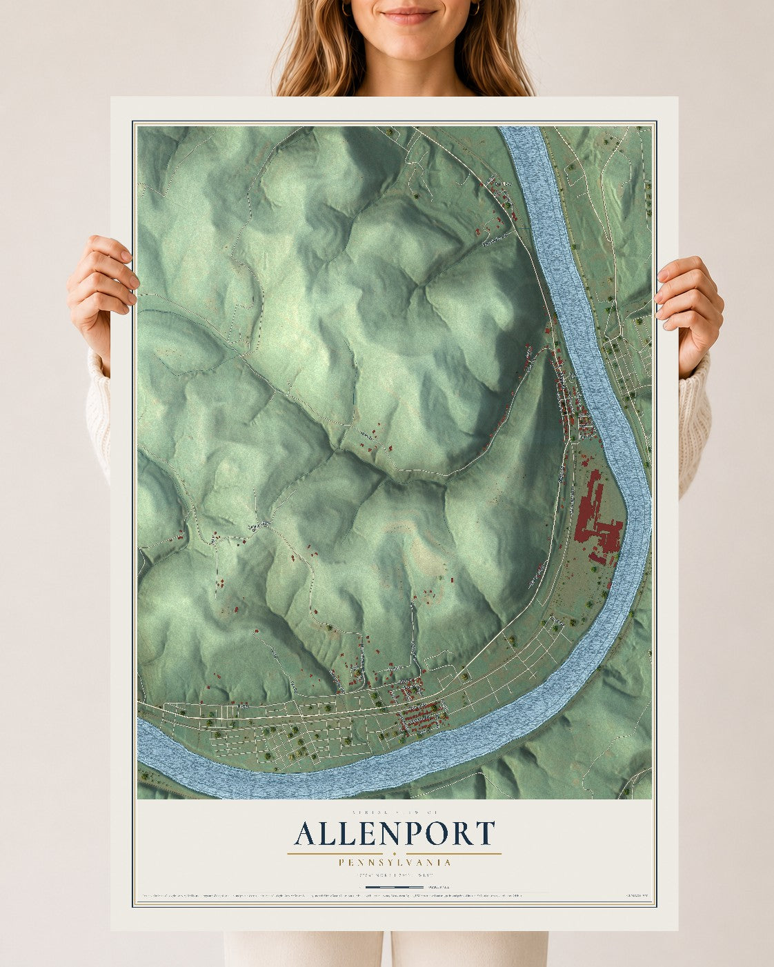 Map of Allenport, Pennsylvania, 24 x 36 inch unframed archival matte print