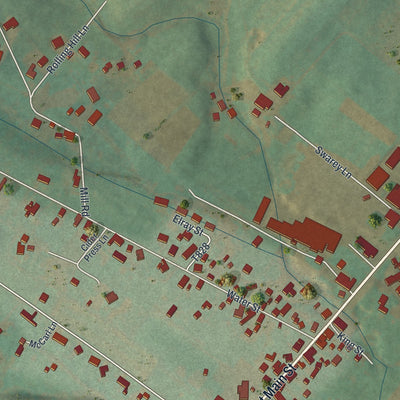 Close-up of the map of Allensville, Pennsylvania print showing street and building detail