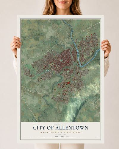 Map of the City of Allentown, Lehigh County, Pennsylvania, 24 x 36 inch unframed archival matte print