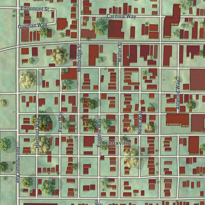 Close-up of the map of Allentown, Pennsylvania print showing street and building detail