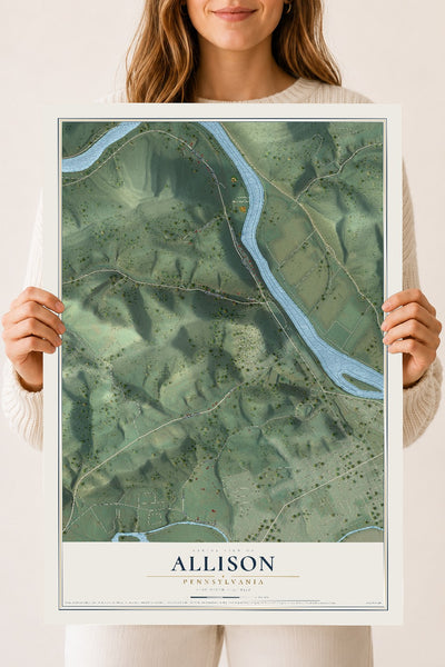 Map of Allison, Pennsylvania, 18 x 24 inch unframed archival matte print