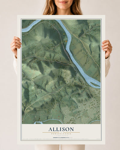 Map of Allison, Pennsylvania, 24 x 36 inch unframed archival matte print