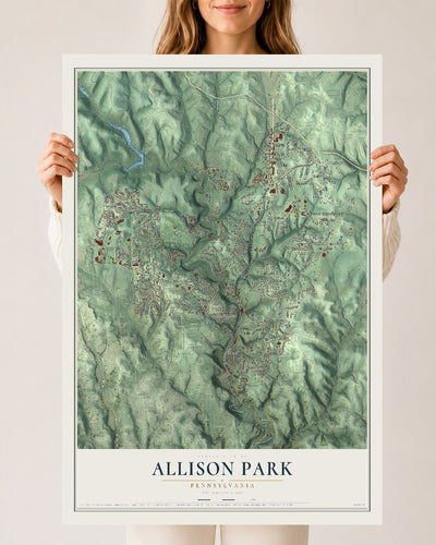 Map of Allison Park, Pennsylvania, 24 x 36 inch unframed archival matte print