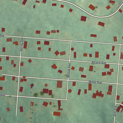 Close-up of the map of Alsace Manor, Pennsylvania print showing street and building detail