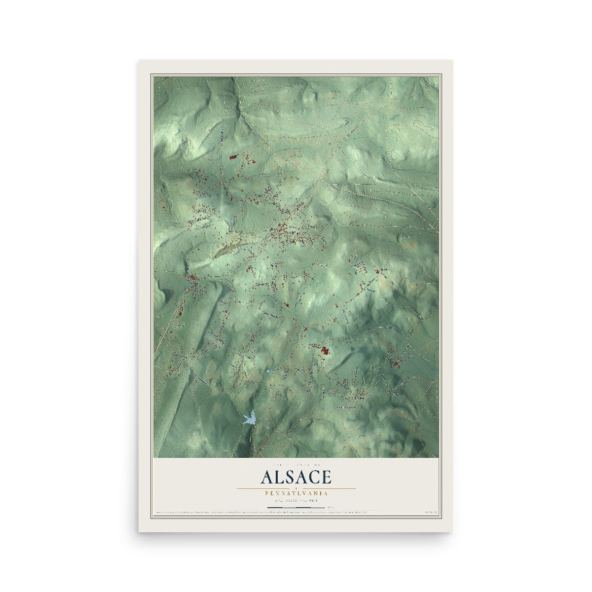Map of Alsace, Pennsylvania, 12 x 18 inch unframed archival matte print