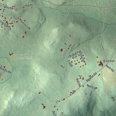 Second close-up of the map of Alsace, Pennsylvania print showing more streets and buildings
