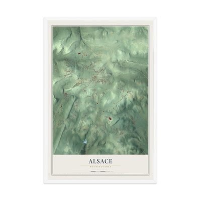 Map of Alsace, Pennsylvania, 12 x 18 inch print in a white wood frame