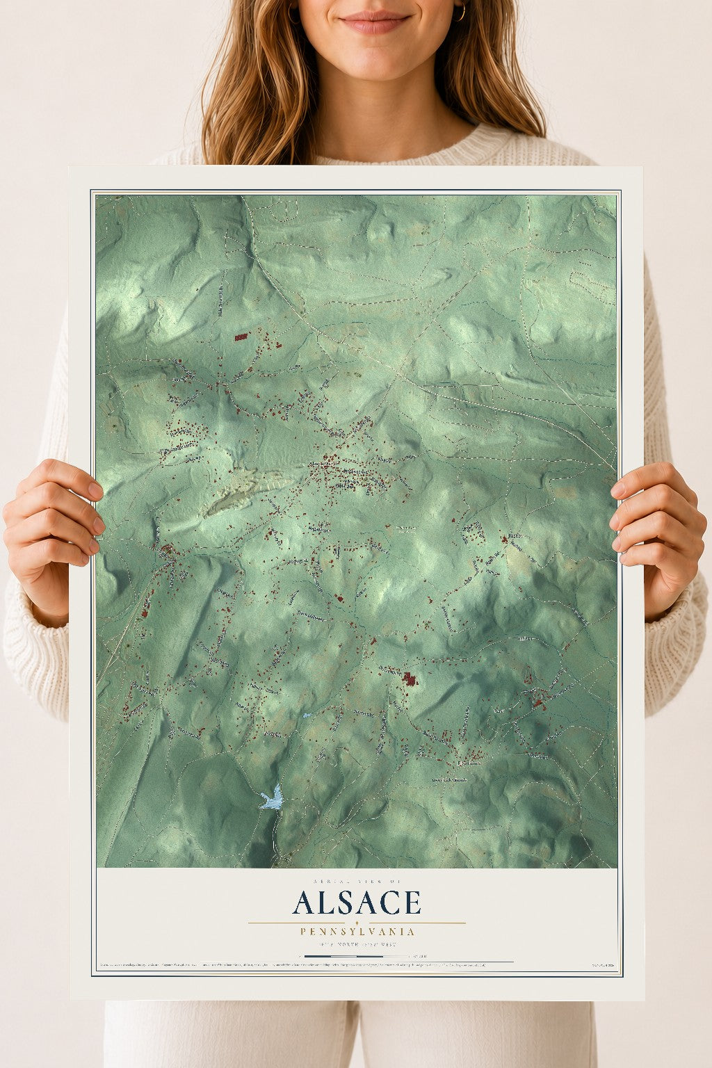 Map of Alsace, Pennsylvania, 18 x 24 inch unframed archival matte print