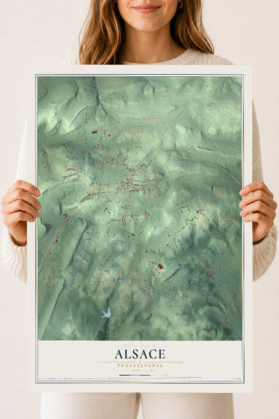 Map of Alsace, Pennsylvania, 18 x 24 inch unframed archival matte print