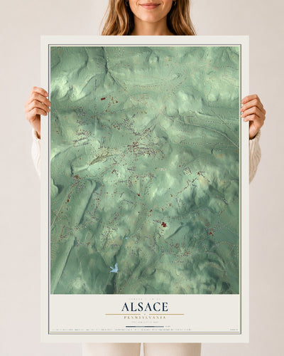 Map of Alsace, Pennsylvania, 24 x 36 inch unframed archival matte print