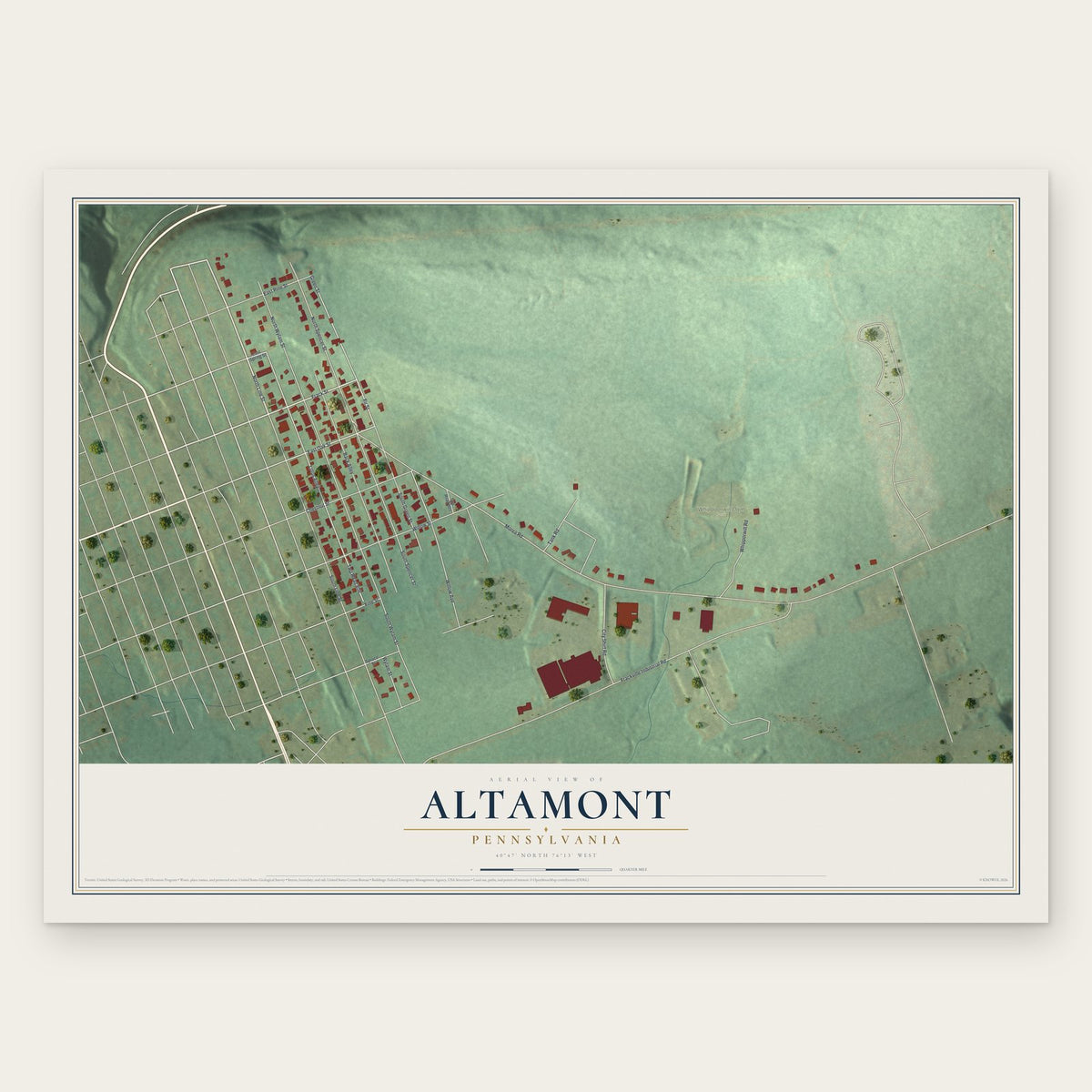 Altamont, Pennsylvania map print, the full design