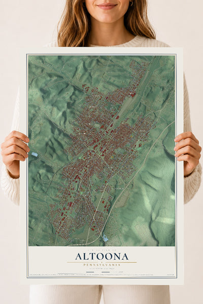 Map of Altoona, Pennsylvania, 18 x 24 inch unframed archival matte print
