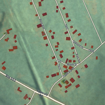 Close-up of the map of Alverda, Pennsylvania print showing street and building detail