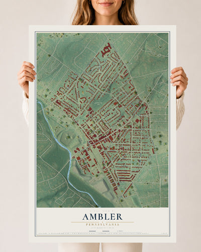 Map of Ambler, Pennsylvania, 24 x 36 inch unframed archival matte print