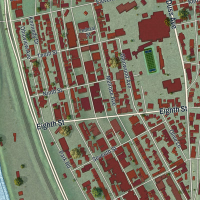 Close-up of the map of Ambridge, Pennsylvania print showing street and building detail