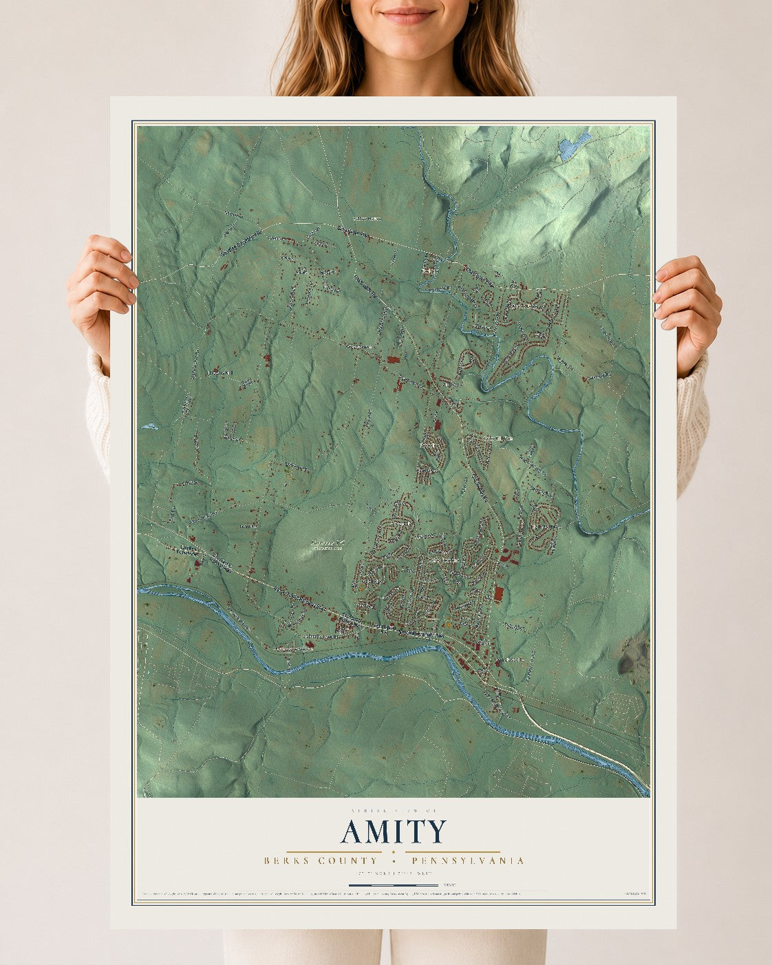 Map of Amity, Berks County, Pennsylvania, 24 x 36 inch unframed archival matte print
