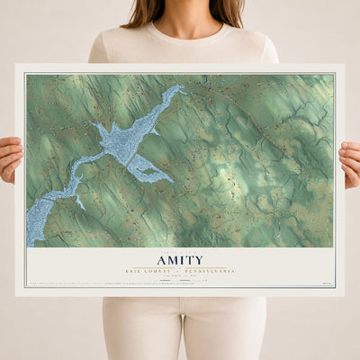 Map of Amity, Erie County, Pennsylvania, 18 x 24 inch unframed archival matte print