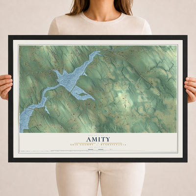 Map of Amity, Erie County, Pennsylvania, 18 x 24 inch print in a black wood frame