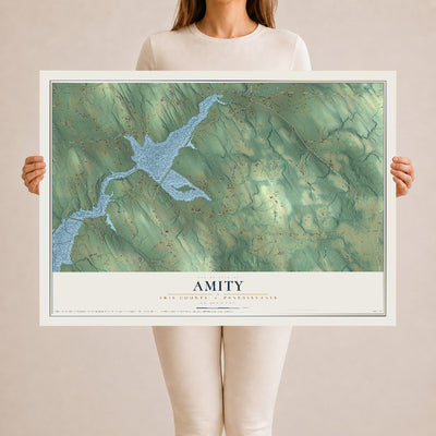 Map of Amity, Erie County, Pennsylvania, 24 x 36 inch unframed archival matte print