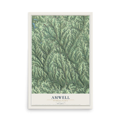 Map of Amwell, Pennsylvania, 12 x 18 inch unframed archival matte print