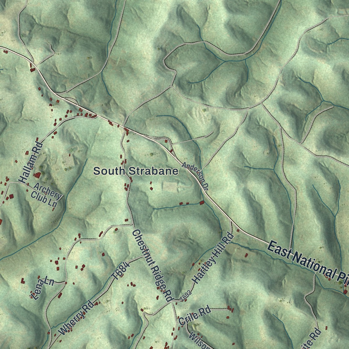 Second close-up of the map of Amwell, Pennsylvania print showing more streets and buildings