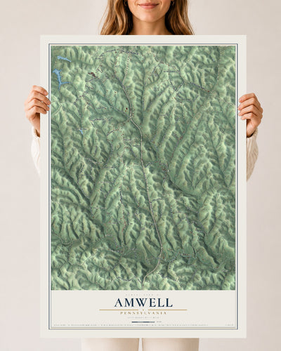 Map of Amwell, Pennsylvania, 24 x 36 inch unframed archival matte print
