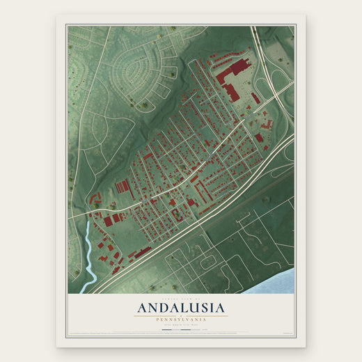Andalusia, Pennsylvania map print, the full design