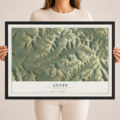Map of Annin, Pennsylvania, 18 x 24 inch print in a black wood frame
