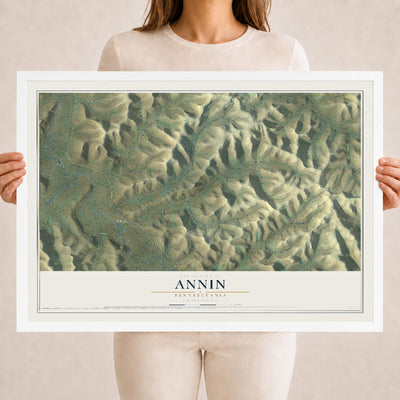 Map of Annin, Pennsylvania, 18 x 24 inch print in a white wood frame