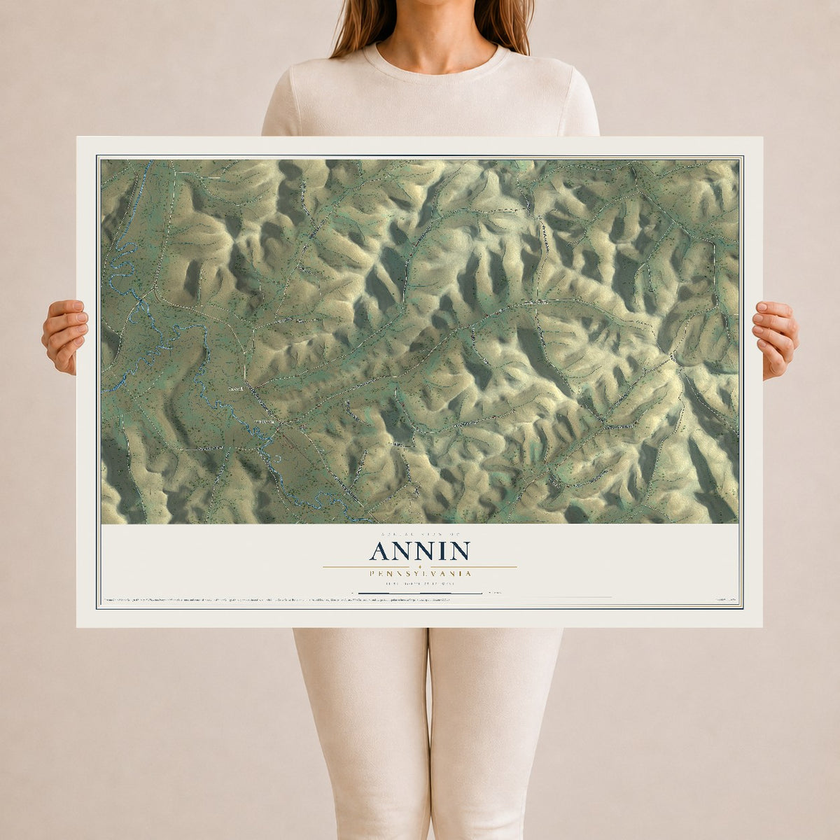 Map of Annin, Pennsylvania, 24 x 36 inch unframed archival matte print