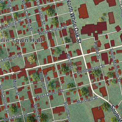 Close-up of the map of Annville, Pennsylvania print showing street and building detail