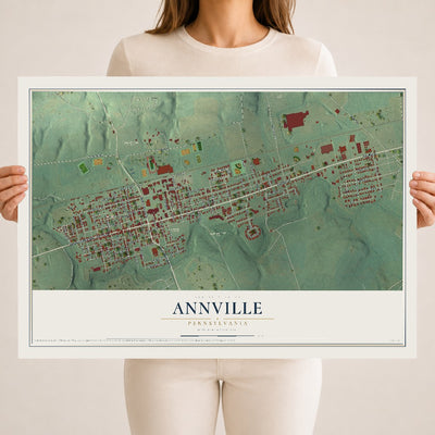 Map of Annville, Pennsylvania, 18 x 24 inch unframed archival matte print