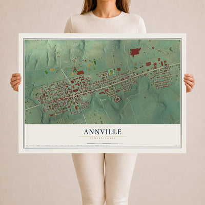Map of Annville, Pennsylvania, 24 x 36 inch unframed archival matte print