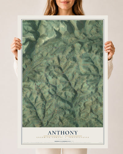 Map of Anthony, Lycoming County, Pennsylvania, 24 x 36 inch unframed archival matte print