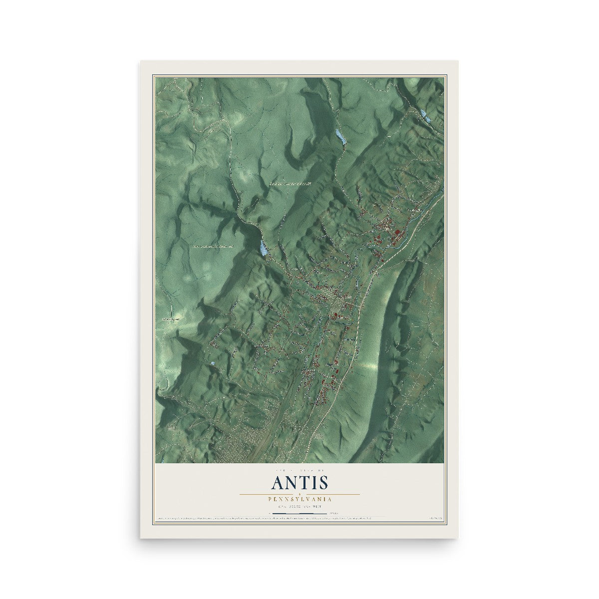Map of Antis, Pennsylvania, 12 x 18 inch unframed archival matte print