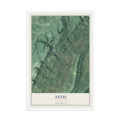 Map of Antis, Pennsylvania, 12 x 18 inch print in a white wood frame