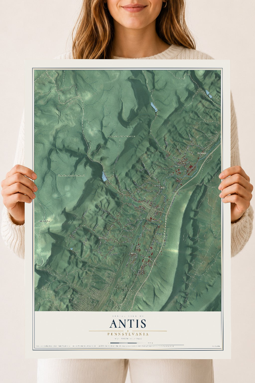 Map of Antis, Pennsylvania, 18 x 24 inch unframed archival matte print