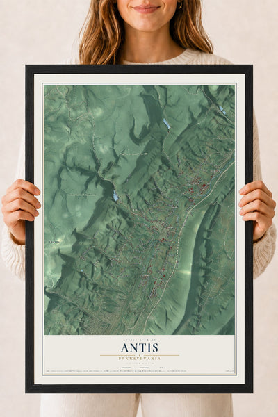 Map of Antis, Pennsylvania, 18 x 24 inch print in a black wood frame