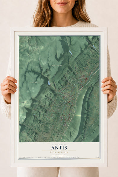 Map of Antis, Pennsylvania, 18 x 24 inch print in a white wood frame