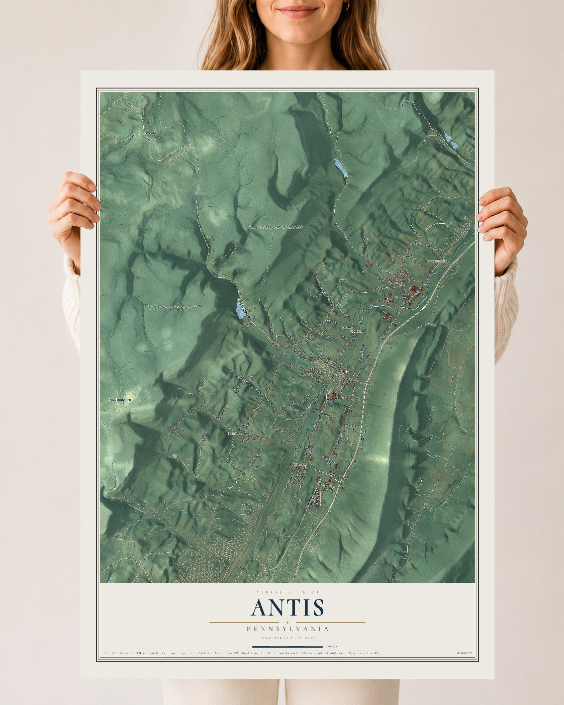 Map of Antis, Pennsylvania, 24 x 36 inch unframed archival matte print