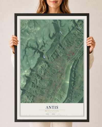 Map of Antis, Pennsylvania, 24 x 36 inch print in a black wood frame
