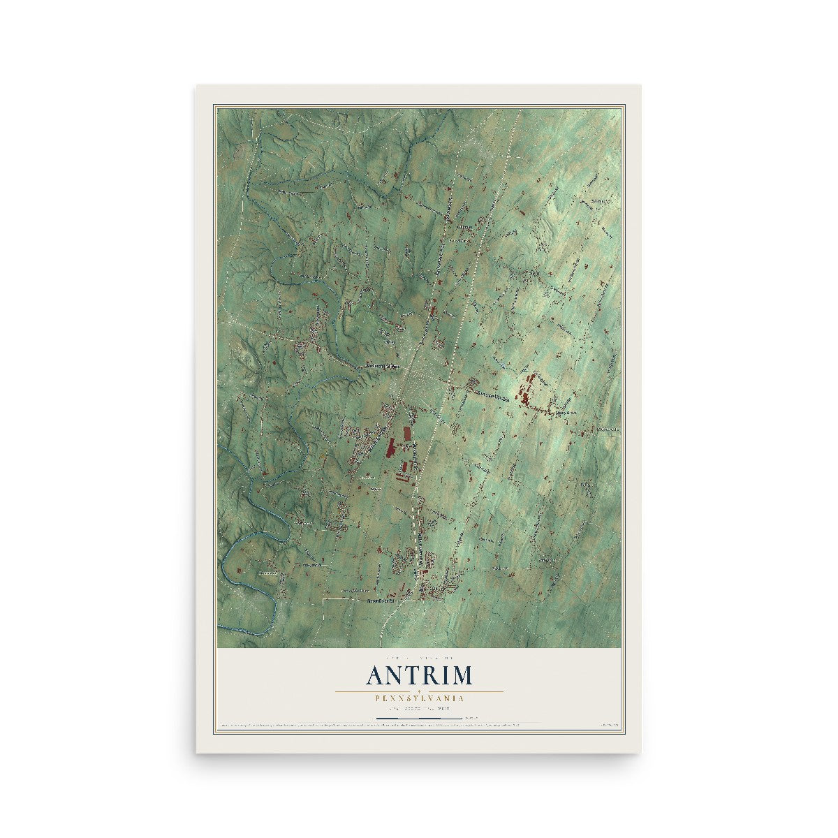 Map of Antrim, Pennsylvania, 12 x 18 inch unframed archival matte print